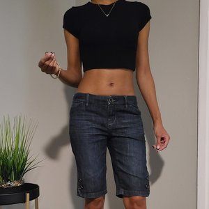 Denim Pocket Cuffed Bermuda Shorts Jeans Summer Casual Petite Size Knee Shorts